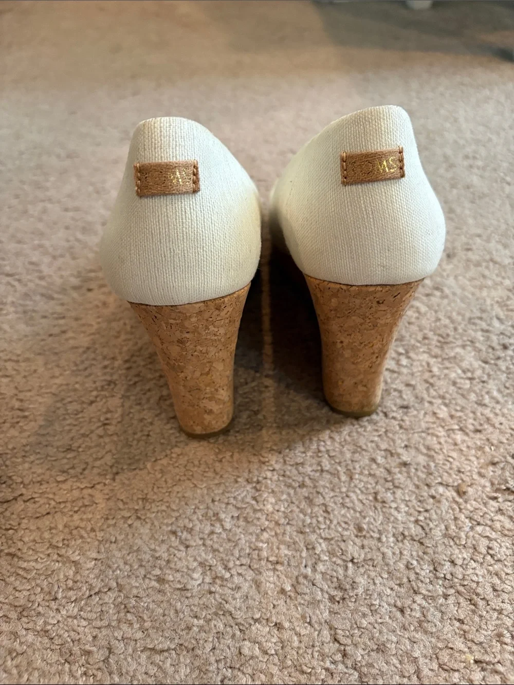 TOMS Cream Open-Toe Canvas Wedges